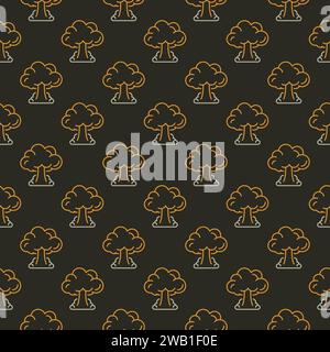Nuclear Bomb Explosion vector concept colored seamless pattern - Nuclear Mushroom background Stock Vector