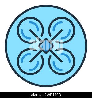 Drone vector Multirotor concept colored round icon. Quadcopter symbol Stock Vector