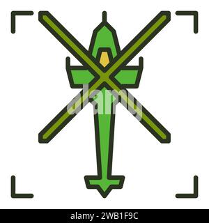 Military Helicopter vector concept colored icon or logo element. Top view Stock Vector