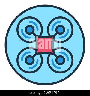 Circle with Quadcopter vector Drone concept colored icon or symbol Stock Vector