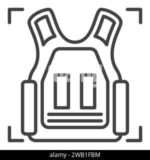 Bullet proof vest thin line icon, security and uniform, armor jacket ...