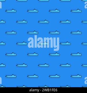 Submarine vector War concept colored seamless pattern Stock Vector