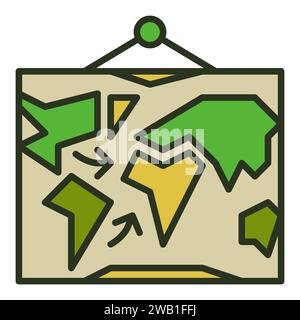 Military World Map vector concept colored icon or War Mission symbol Stock Vector