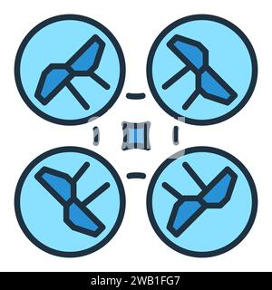 Quadrotor vector Quadcopter concept colored icon or symbol in thin line style Stock Vector