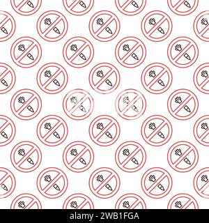 Prohibition of Missile Attacks vector concept round outline seamless pattern. Stop Bombing line background Stock Vector