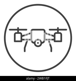 Drone inside Circle vector Quadrotor concept linear round icon or symbol Stock Vector