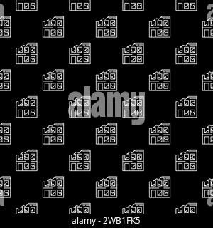 Destroyed Building vector concept dark seamless pattern in thin line style Stock Vector