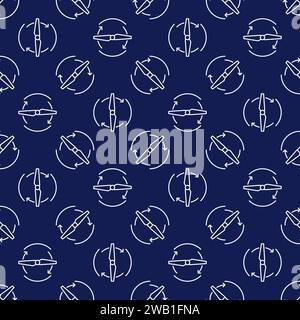 Drone Blade for RC Quadcopter vector Propeller concept blue outline seamless pattern Stock Vector
