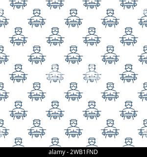 Man and FPV Drone vector concept linear minimal seamless pattern Stock Vector