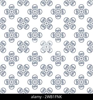 Quadrotor vector Drone concept seamless pattern in thin line style Stock Vector