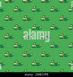 Radar Military Vehicle vector concept green modern seamless pattern Stock Vector