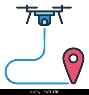 Drone Path Planning vector Quadcopter concept colored icon or sign Stock Vector
