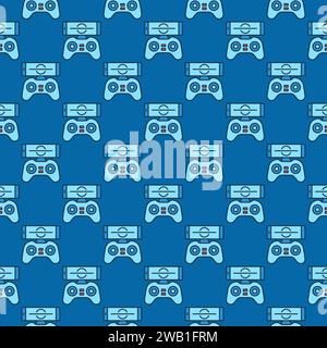 Quadcopter Gamepad with Smartphone vector concept blue creative seamless pattern Stock Vector