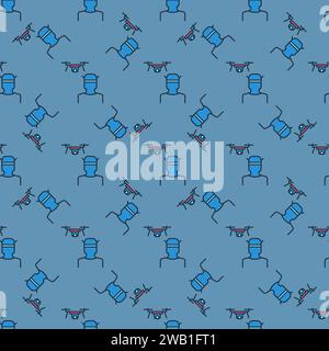FPV Quadcopter and Man vector Drone concept colored seamless pattern Stock Vector