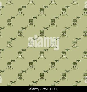 Man with FPV Drone vector concept colored seamless pattern Stock Vector
