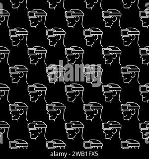 FPV Drone Goggles vector concept outline seamless pattern Stock Vector