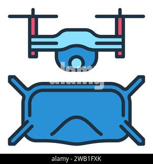 FPV Quadcopter with Glasses vector Drone concept colored icon or design element Stock Vector