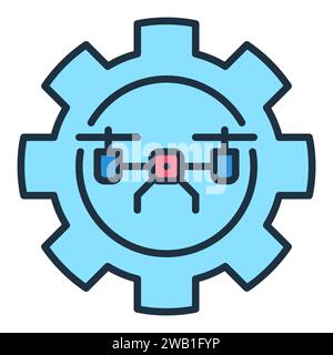 Gear with Quadcopter vector Drone Settings concept colored icon or design element Stock Vector