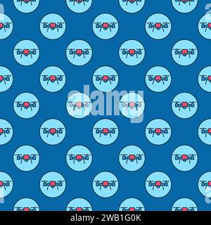 Quadrotor inside Circle vector Drone concept colored seamless pattern Stock Vector