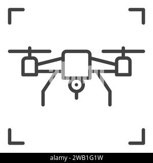 Quadcopter or Drone vector concept linear icon or symbol - front view Stock Vector