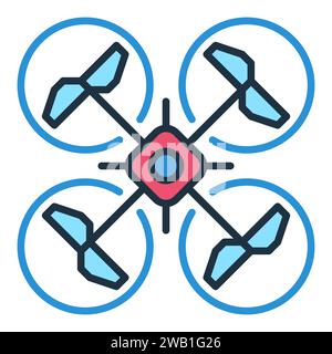 Quadrotor vector concept colored icon or sign. Top view Stock Vector