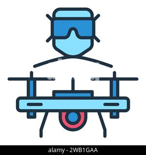 FPV Drone with Man vector concept colored icon or logo element Stock Vector