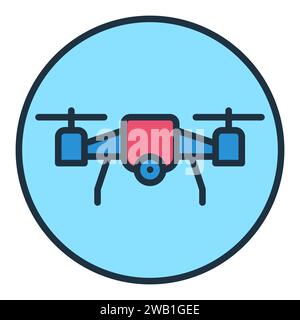 Quadrotor inside Circle vector Drone concept colored round icon or logo element Stock Vector