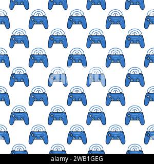 Wireless Game Controller vector Joypad concept colored seamless pattern Stock Vector
