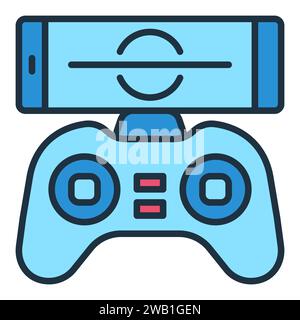Quadcopter Gamepad with Smartphone vector concept colored icon or symbol Stock Vector