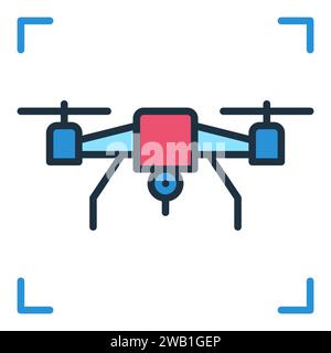 Quadcopter or Drone vector concept colored icon or logo element Stock Vector