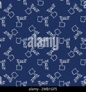Drone and Thumbs Up vector I Love Quadcopters concept outline seamless pattern Stock Vector