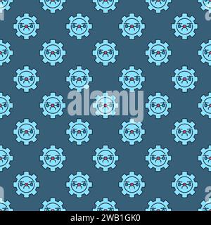 Gear with Quadcopter vector Drone Settings concept colored seamless pattern Stock Vector