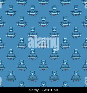 FPV Drone with Man vector concept colored seamless pattern Stock Vector