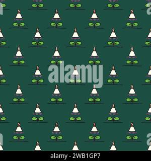 Phyto Bulb with Sprout vector concept colored seamless pattern Stock Vector