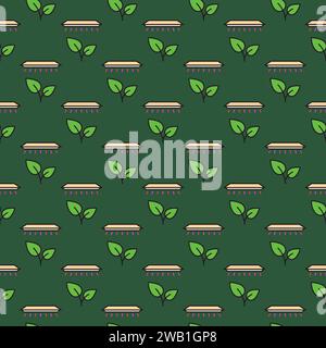 Plants under Grow Light thin line seamless pattern. Indoor Plant Growing vector concept colored background Stock Vector