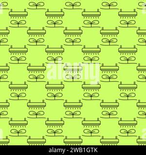 Phytolamp with Plant vector Grow Light concept outline seamless pattern Stock Vector