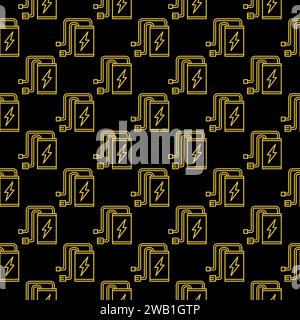 RC Drone Battery vector concept linear dark seamless pattern Stock Vector