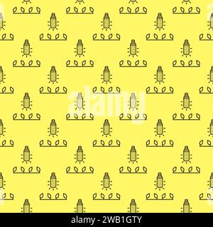 Corn Grow Led Light Bulb vector Phytolamp concept outline yellow seamless pattern Stock Vector