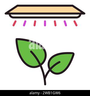 Plants under Grow Light thin line icon. Indoor Plant Growing vector concept colored symbol Stock Vector