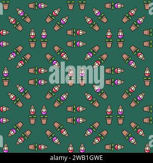 Phyto Lightbulbs vector Grow Light Bulbs with Plants concept colored seamless pattern Stock Vector