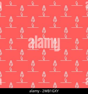 Led Grow Light Bulb vector Agro Equipment concept red seamless pattern in outline style Stock Vector
