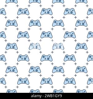 Controller or Gamepad vector concept colored seamless pattern Stock Vector