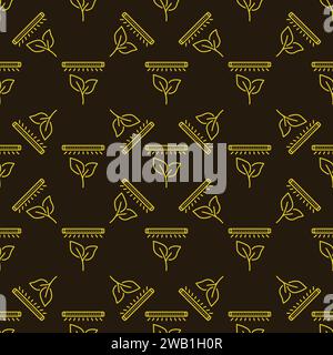 Plant under Grow Light vector Phyto Lamp and Gardening concept seamless pattern in outline style Stock Vector
