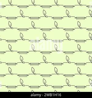 Sprout and Grow Light or Phytolamp vector concept seamless pattern in thin line style Stock Vector