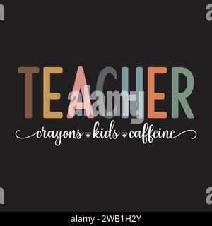Teacher SVG Design, Typography T-Shirt, Hand Drawn Lettering Concept Stock Vector