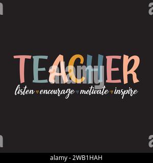 Teacher SVG Design, Typography T-Shirt, Hand Drawn Lettering Concept Stock Vector