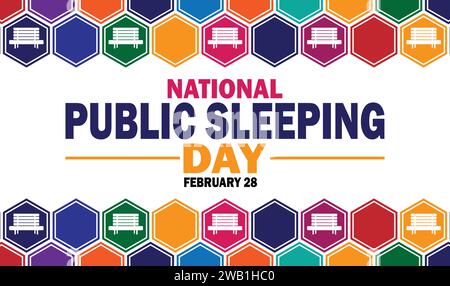 National Public Sleeping Day. February 28. Holiday concept. Template for background, banner, card, poster with text inscription. Vector illustration Stock Vector