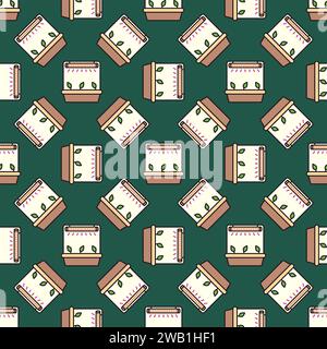 Grow Light with Plants vector Phytolamp concept colored seamless pattern Stock Vector
