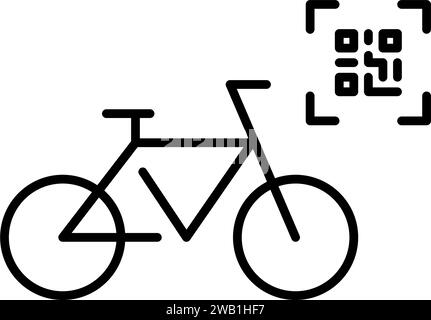 Bicycle sharing app. Unlocking bike with qr-code. Pixel perfect, editable stroke icon Stock Vector