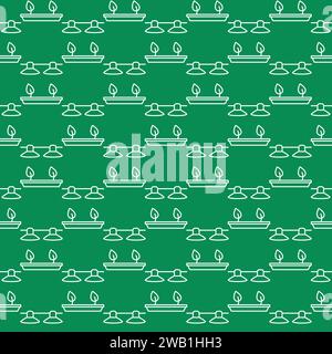 Plants and Hanging Grow Lights vector Phytolamps concept thin line green seamless pattern Stock Vector